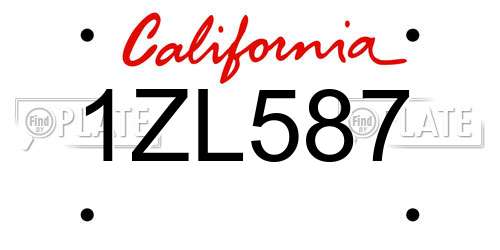 1ZL587 California License Plate