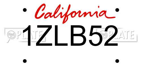 1ZLB52 California License Plate