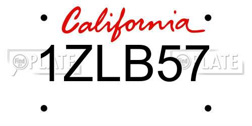 1ZLB57 California License Plate