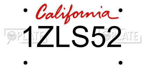1ZLS52 California License Plate