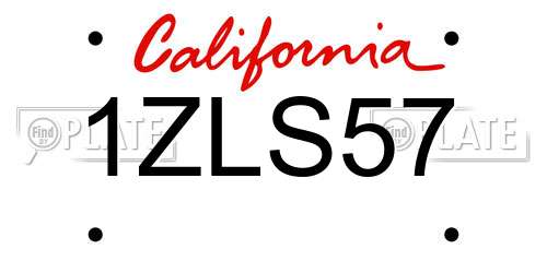 1ZLS57 California License Plate