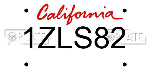 1ZLS82 California License Plate