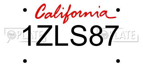1ZLS87 California License Plate
