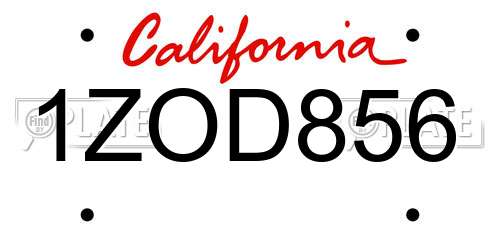 1ZOD856 California License Plate