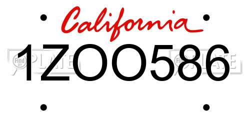 1ZOO586 California License Plate