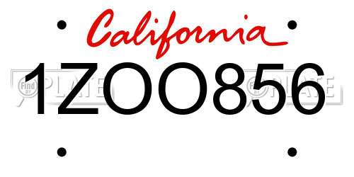 1ZOO856 California License Plate