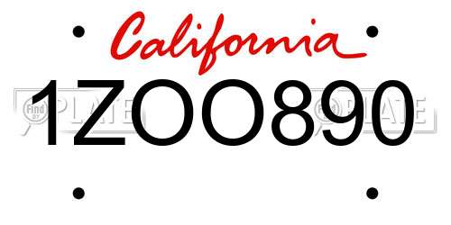 1ZOO890 California License Plate