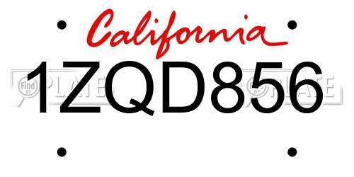 1ZQD856 California License Plate