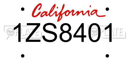 1ZS8401 California License Plate