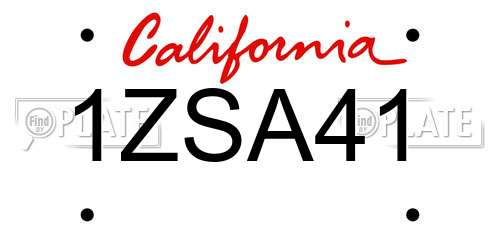 1ZSA41 California License Plate