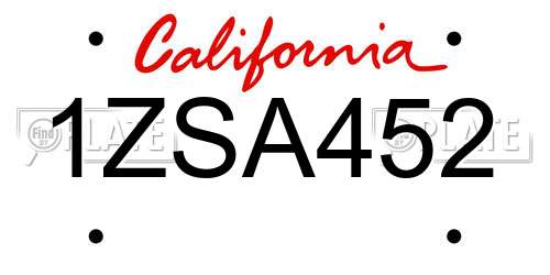 1ZSA452 California License Plate