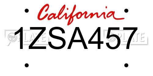 1ZSA457 California License Plate