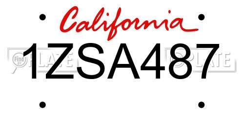 1ZSA487 California License Plate