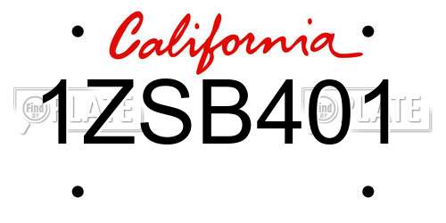 1ZSB401 California License Plate