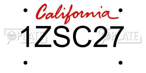 1ZSC27 California License Plate