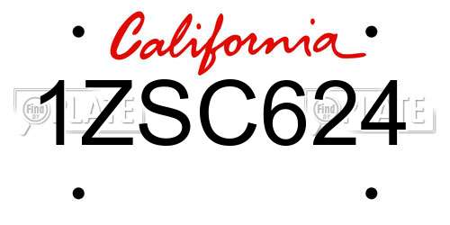 1ZSC624 California License Plate
