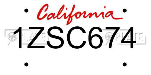 1ZSC674 California License Plate