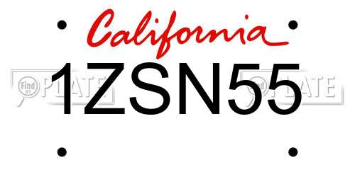 1ZSN55 California License Plate