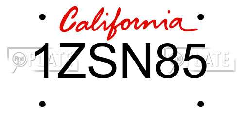 1ZSN85 California License Plate
