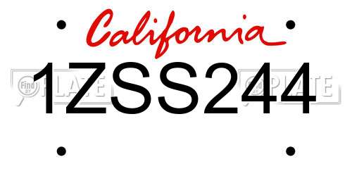 1ZSS244 California License Plate
