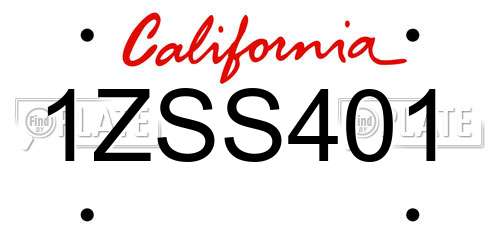 1ZSS401 California License Plate