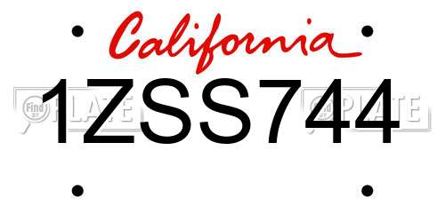 1ZSS744 California License Plate