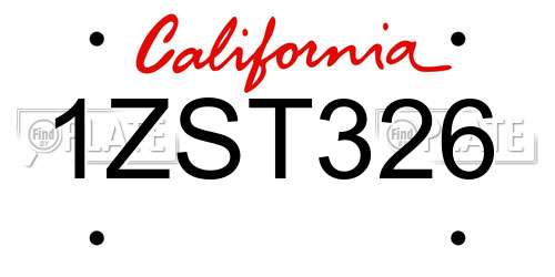 1ZST326 California License Plate