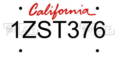 1ZST376 California License Plate