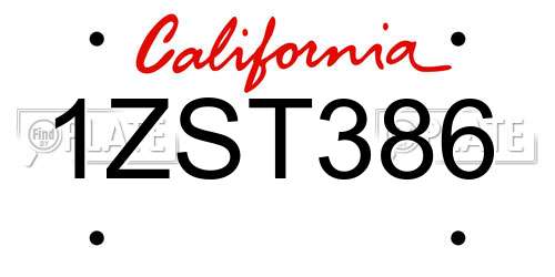 1ZST386 California License Plate