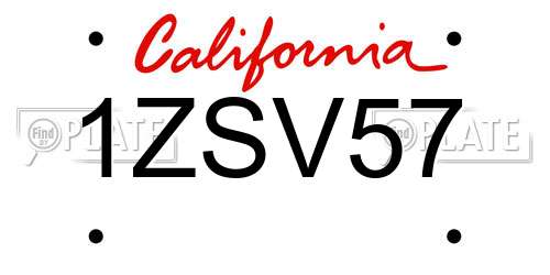 1ZSV57 California License Plate