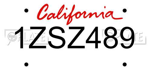 1ZSZ489 California License Plate