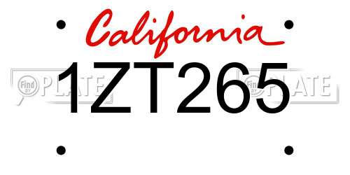 1ZT265 California License Plate