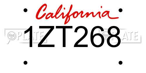 1ZT268 California License Plate