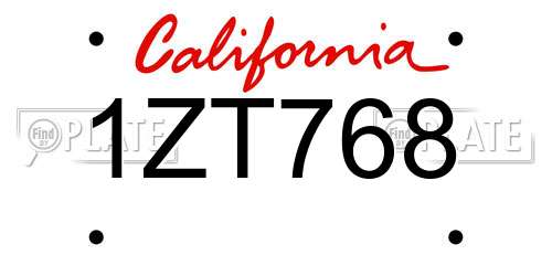 1ZT768 California License Plate