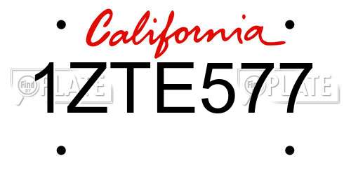 1ZTE577 California License Plate