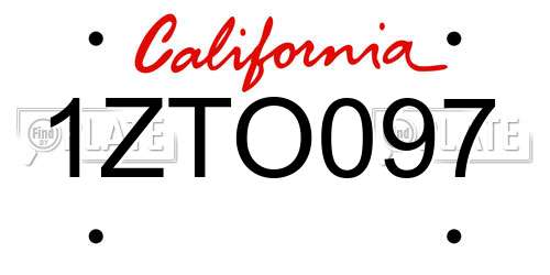 1ZTO097 California License Plate
