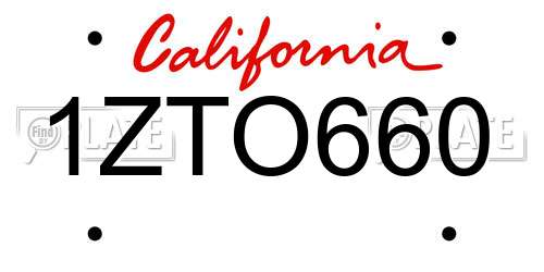 1ZTO660 California License Plate