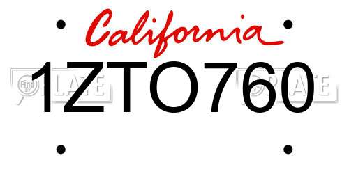 1ZTO760 California License Plate