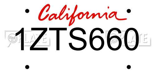 1ZTS660 California License Plate
