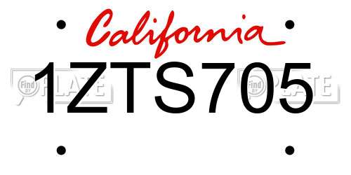 1ZTS705 California License Plate