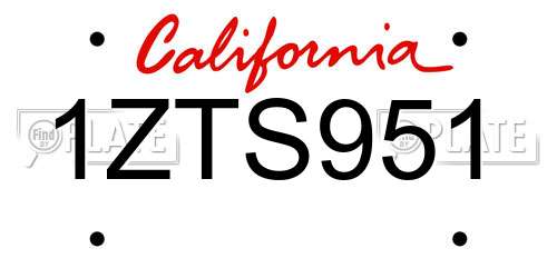 1ZTS951 California License Plate