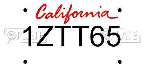 1ZTT65 California License Plate
