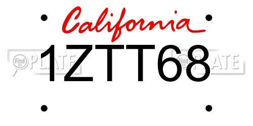 1ZTT68 California License Plate