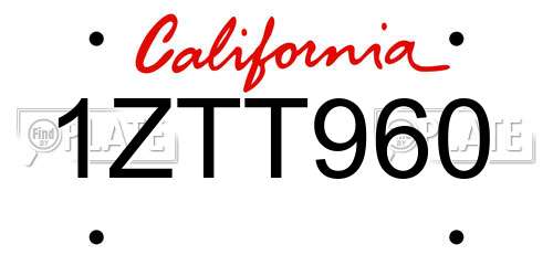 1ZTT960 California License Plate