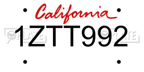 1ZTT992 California License Plate