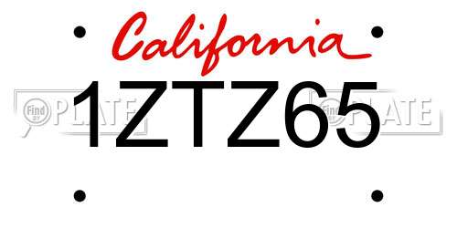 1ZTZ65 California License Plate