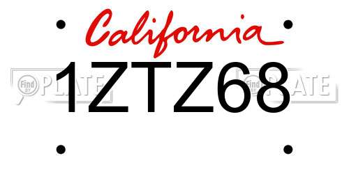 1ZTZ68 California License Plate