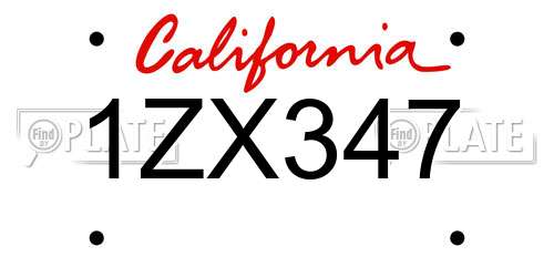 1ZX347 California License Plate