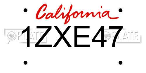1ZXE47 California License Plate