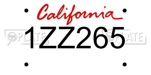 1ZZ265 California License Plate